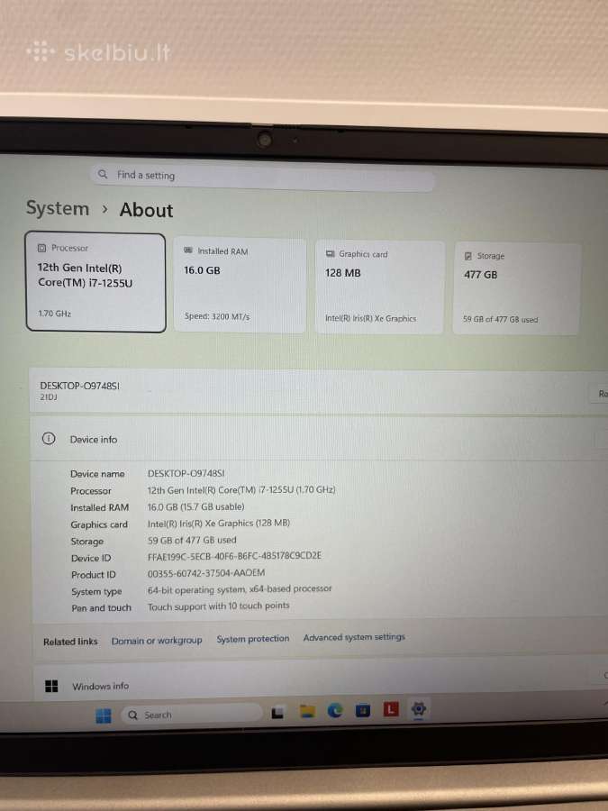 Lenovo Thinkbook 15 G4 Iap i7-1255u 512ssd 16ram - nuotraukos Nr. 8