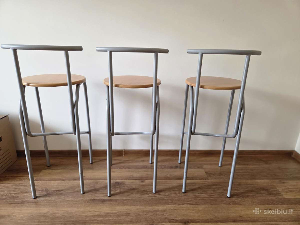 Skubiai! Pusbario kėdės medinės, metalinės kojos - nuotraukos Nr. 3