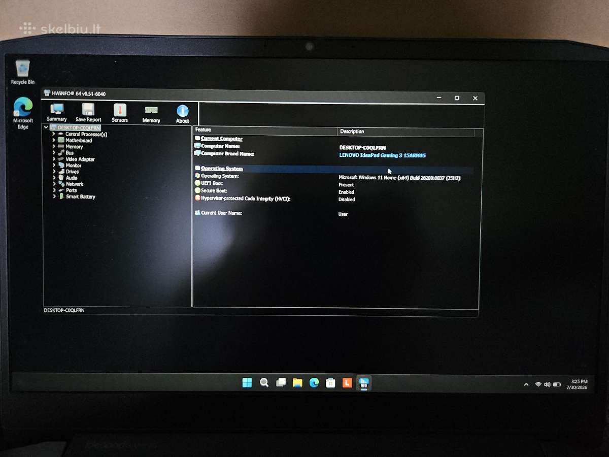 Laptopas lenovo ideapad gaming 3 - nuotraukos Nr. 6