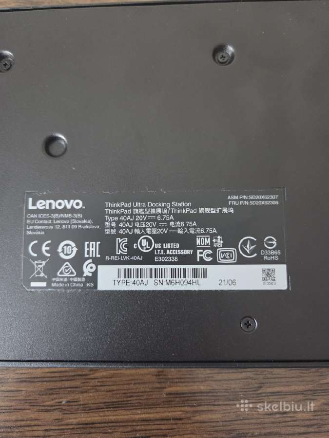 Lenovo docking station su originaliu pakrovėju - nuotraukos Nr. 2
