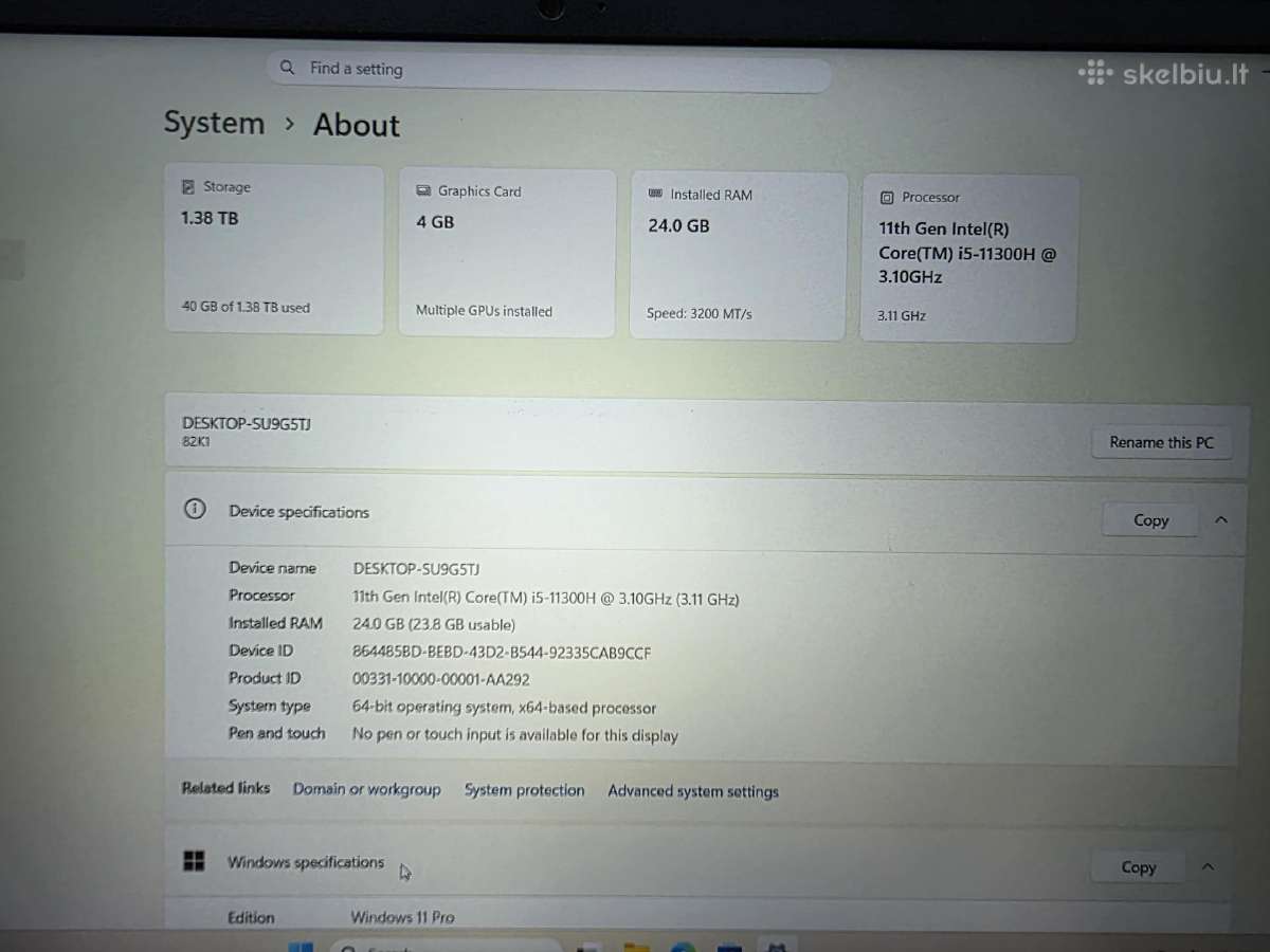 Lenovo Gaming/15.6"/i5-11300h/24r/512ssd/rtx 3050 - nuotraukos Nr. 2