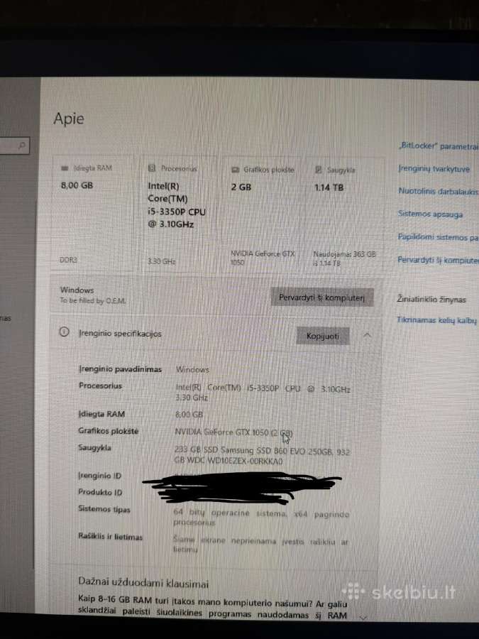 Žaidimų ir darbo stacionarus Pc i5 Gtx1050 1.5tb - nuotraukos Nr. 9
