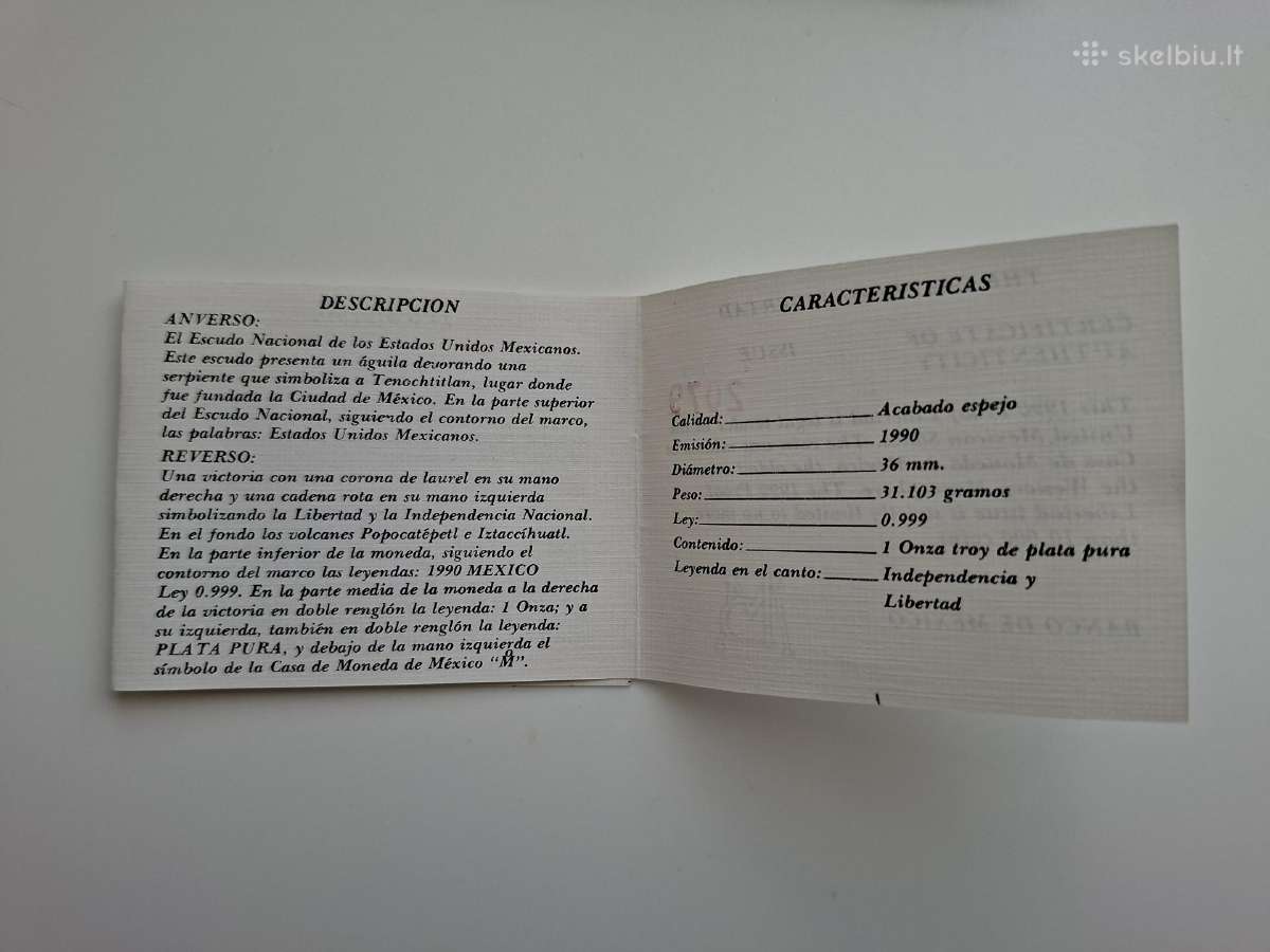 Meksikos Libertad, 1oz 999 sidabras. - nuotraukos Nr. 5