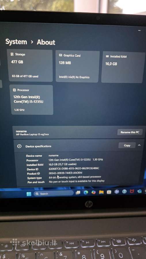 Nesiojamas Hp Pavilion 15 " 16/512, i5-1235u - nuotraukos Nr. 4