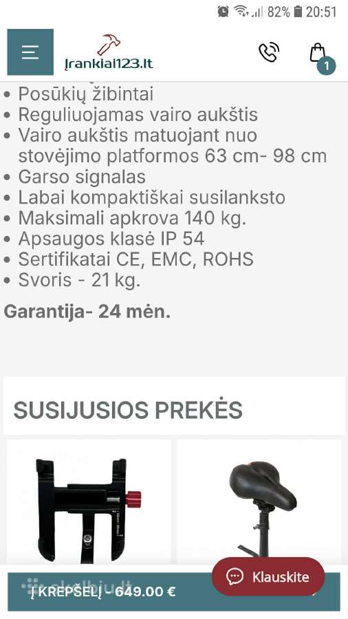Galingas Paspirtukas EVO Ev-7 - nuotraukos Nr. 8
