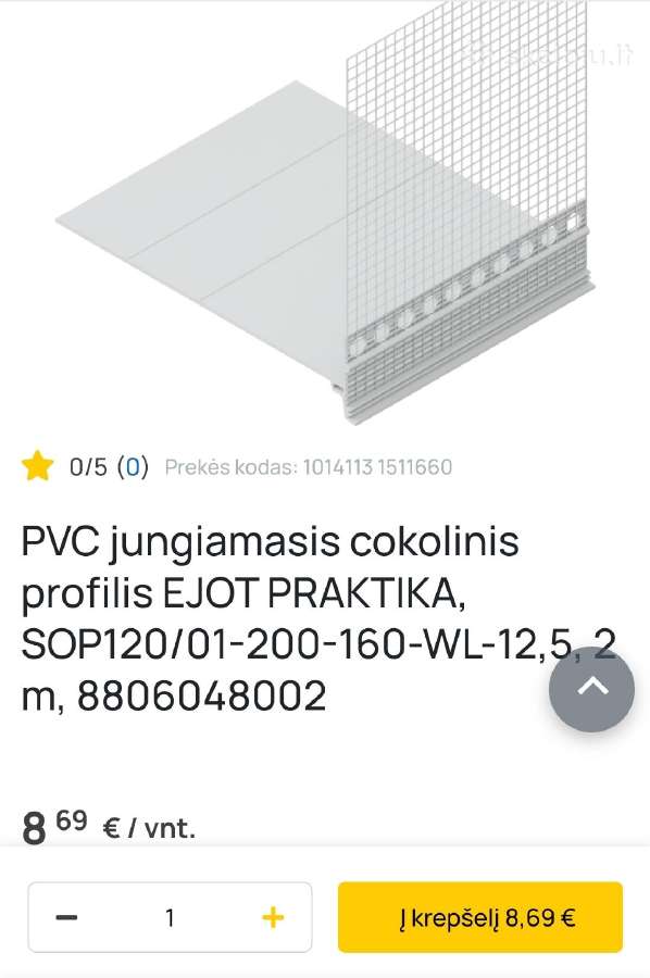 Pvc profilis Ejot Praktika, cokolinis, su tinkl. - nuotraukos Nr. 3