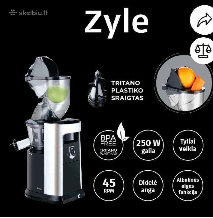 Lėtaeigė sulčiaspaudė Zylė Zy378bsj - nuotraukos Nr. 3