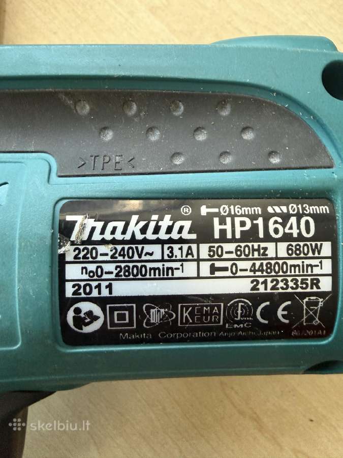 Smūginis gręžtuvas Makita Hp1640 - nuotraukos Nr. 2