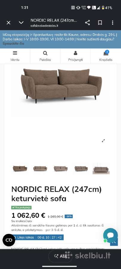 Sofa Nordic Relax parduodama dėvėta - nuotraukos Nr. 10