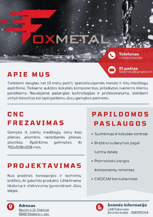 CNC paslaugos, frezavimas, tekinimas. - nuotraukos Nr. 2