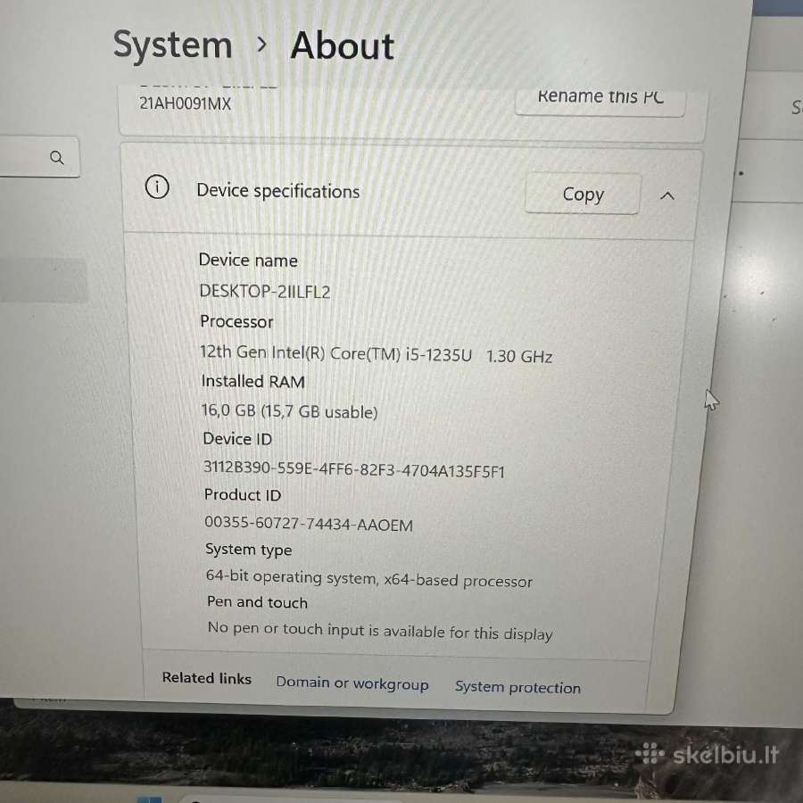 Lenovo Thinkpad T14 Gen3 I5-1235u 16gb 256ssd 14 - nuotraukos Nr. 7