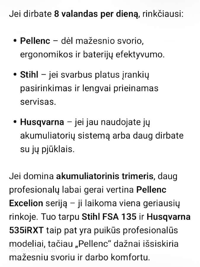Pellenc elektrinis trimeris - nuotraukos Nr. 6