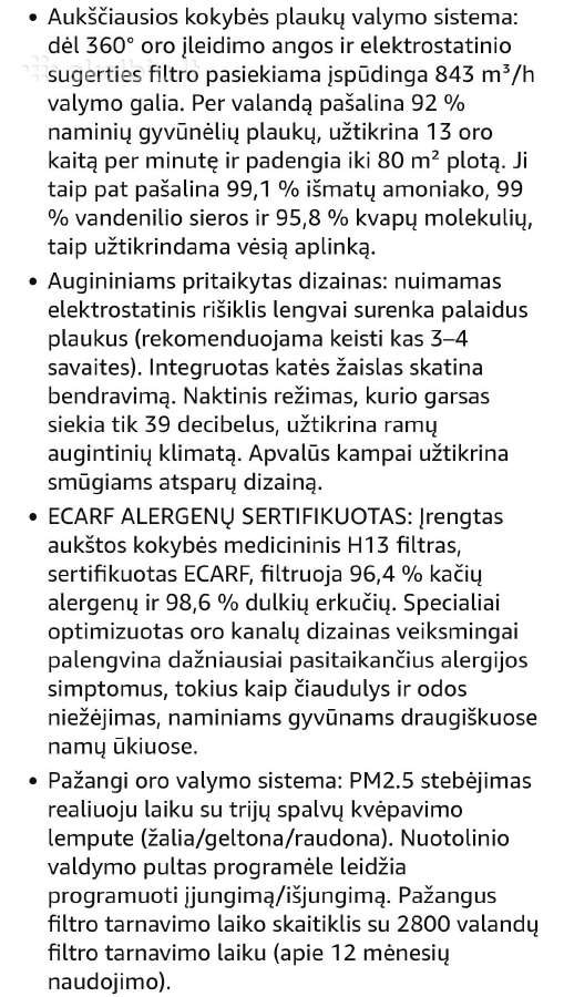 Amicura P2 išmanusis 3-1 oro valytuvas - nuotraukos Nr. 4