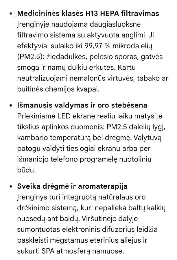 Amicura P2 išmanusis 3-1 oro valytuvas - nuotraukos Nr. 6