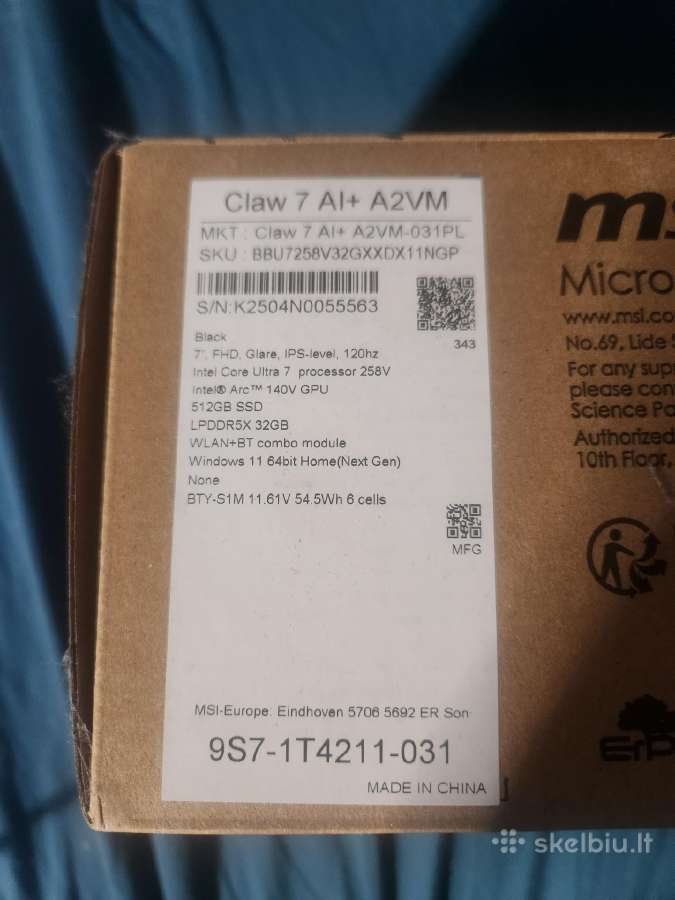 Msi claw 7ai+ a2wm 550 euru - nuotraukos Nr. 3