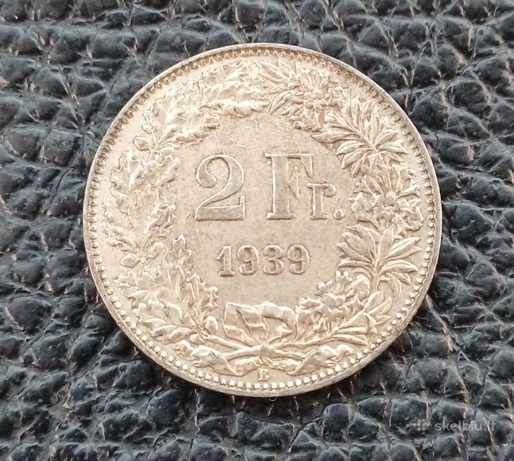 2 frankai sidabras Šveicarija nuo 1939 - nuotraukos Nr. 3
