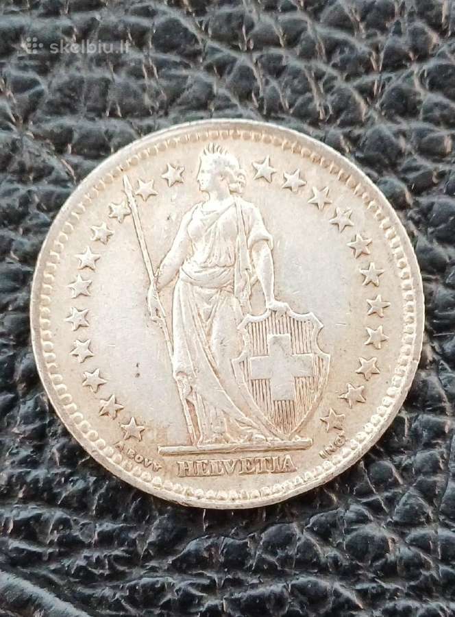 2 frankai sidabras Šveicarija nuo 1939 - nuotraukos Nr. 4