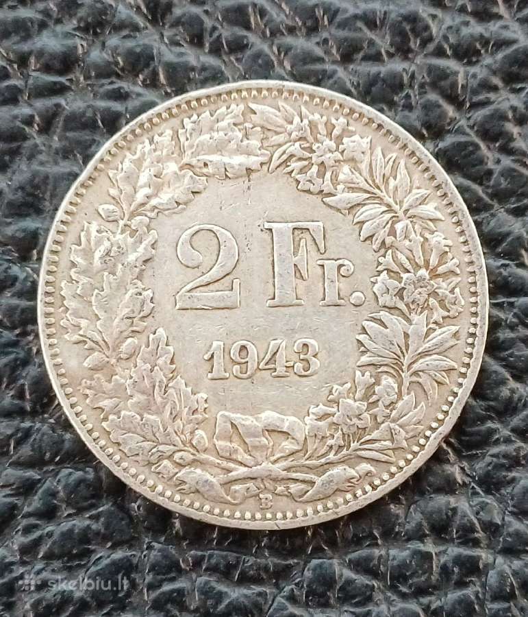 2 frankai sidabras Šveicarija nuo 1939 - nuotraukos Nr. 5