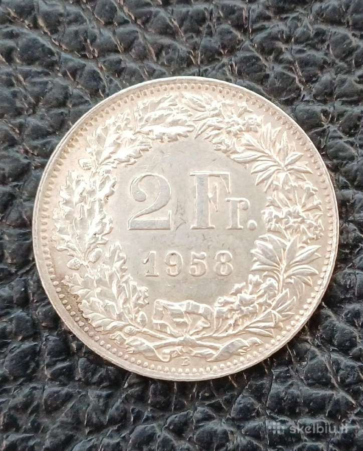 2 frankai sidabras Šveicarija nuo 1939 - nuotraukos Nr. 9