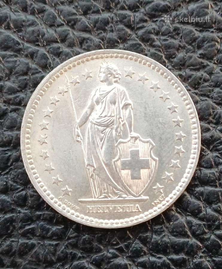 2 frankai sidabras Šveicarija nuo 1939 - nuotraukos Nr. 10