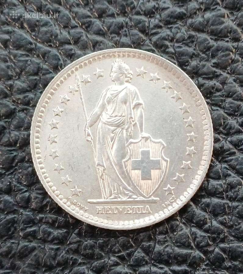 2 frankai sidabras Šveicarija nuo 1939 - nuotraukos Nr. 16