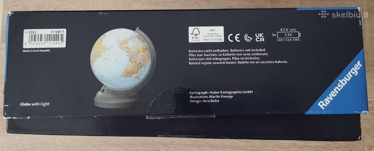Dėlionė Ravensburger 3D puzzle globe with light - nuotraukos Nr. 4