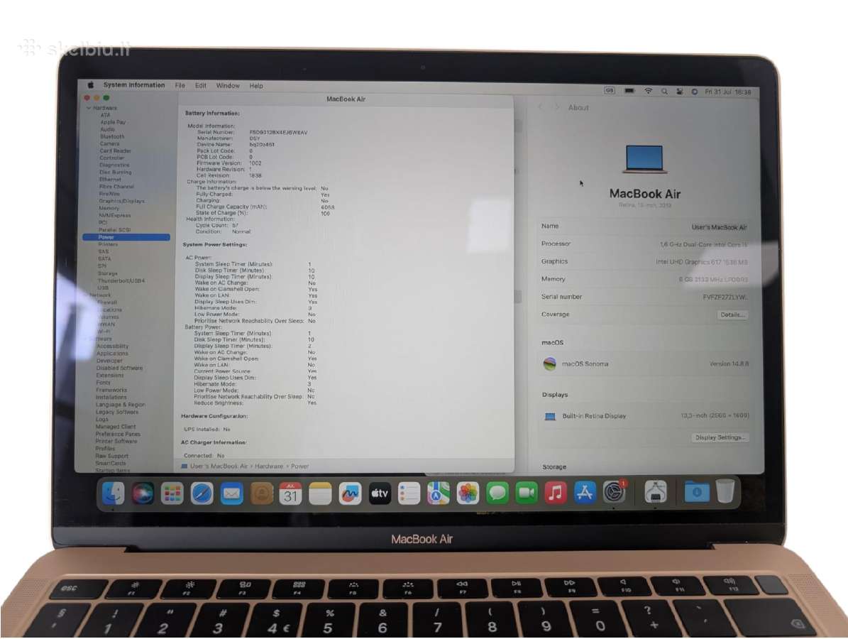 MacBook Air 13 2019 Dual-core I5 8gb/128gb +3mėn. - nuotraukos Nr. 3