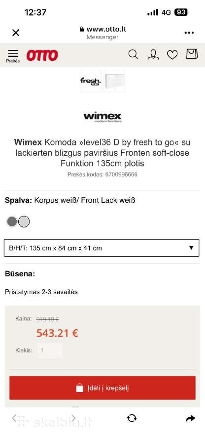 Balta nauja komoda. - nuotraukos Nr. 7
