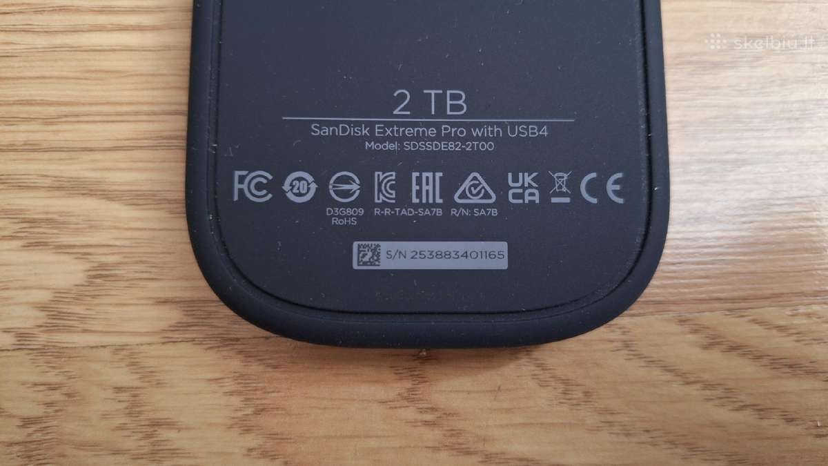 Sandisk Extreme Pro Portable SSD 3800mb/s 2 TB - nuotraukos Nr. 5