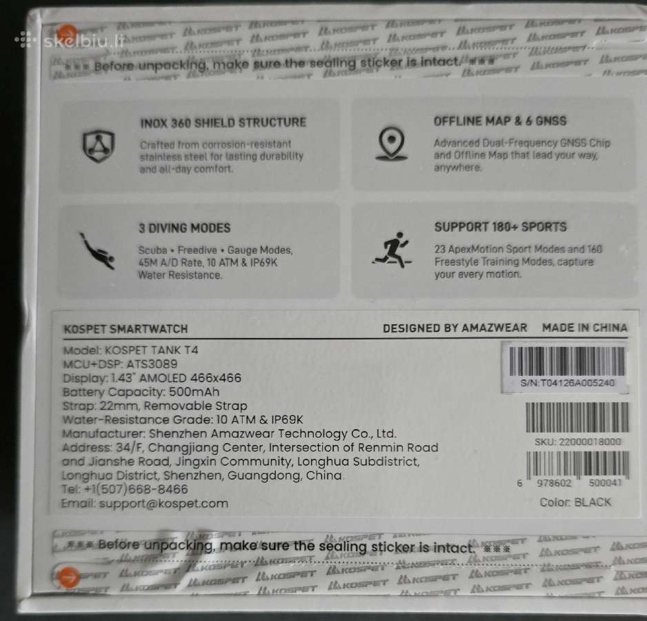 Naujas neišpakuotas Smart laikrodis Kopset Tank 4 - nuotraukos Nr. 2