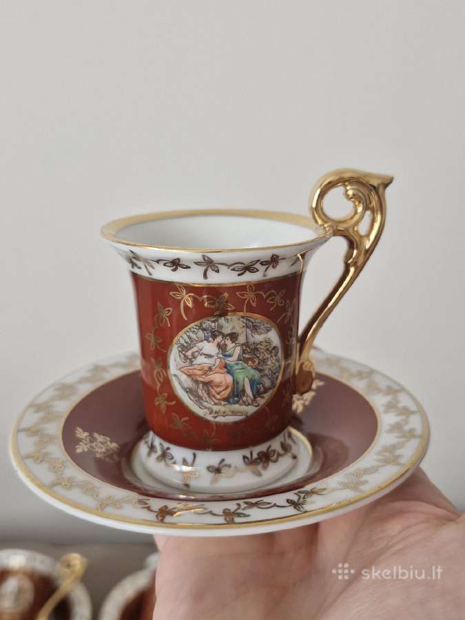 6 espresso puodelių su lėkštutėmis rinkinys - nuotraukos Nr. 2
