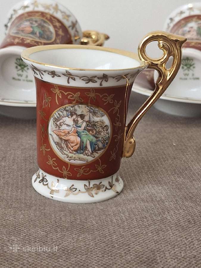 6 espresso puodelių su lėkštutėmis rinkinys - nuotraukos Nr. 3