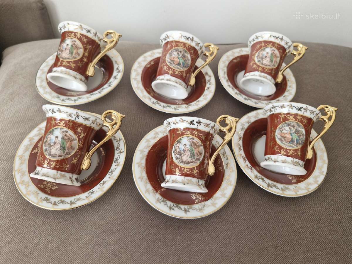 6 espresso puodelių su lėkštutėmis rinkinys - nuotraukos Nr. 6