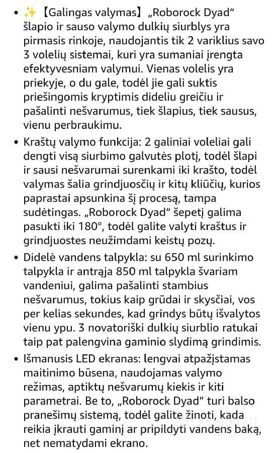 Dulkių siurblys šluota Roborock Dyad - nuotraukos Nr. 8