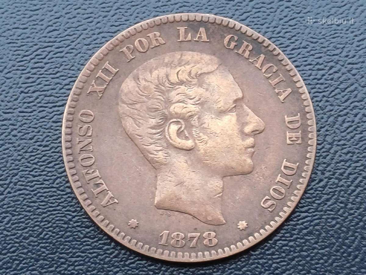 10 centimų 1878m. Ispanija - nuotraukos Nr. 2