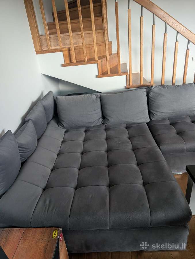 Didelė pilka patogi sofa su miegama dalimi - nuotraukos Nr. 3
