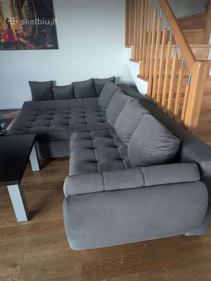 Didelė pilka patogi sofa su miegama dalimi - nuotraukos Nr. 5