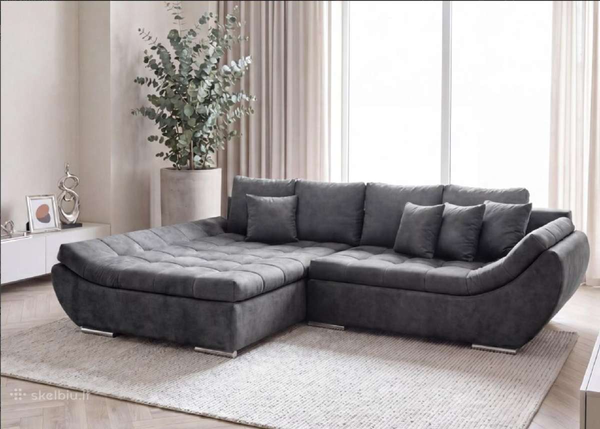 Didelė pilka patogi sofa su miegama dalimi - nuotraukos Nr. 7