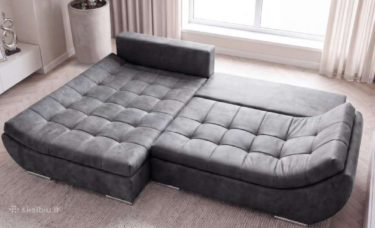 Didelė pilka patogi sofa su miegama dalimi - nuotraukos Nr. 8