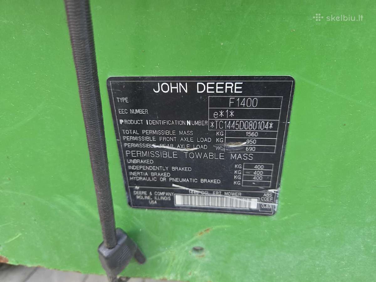 John deere F 1445 zoliapjove - nuotraukos Nr. 7