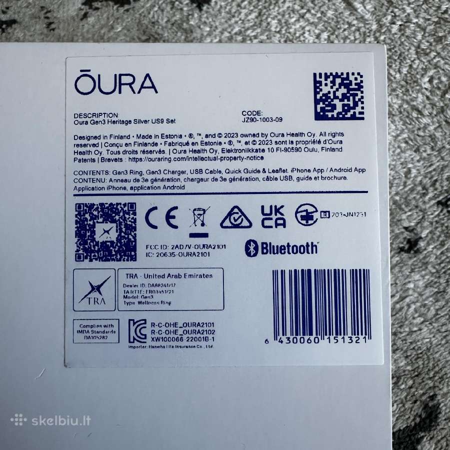 Oura Ring Gen 3, didys 9, sidabrinė spalva - nuotraukos Nr. 3