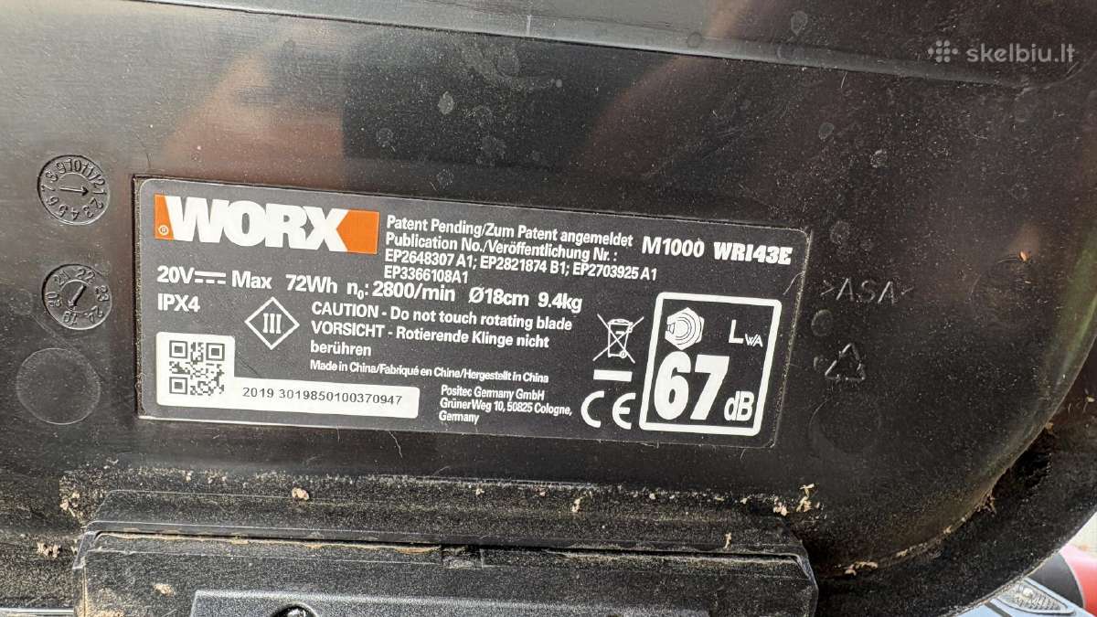 Parduodu Worx 10 aru Wr143e - nuotraukos Nr. 4