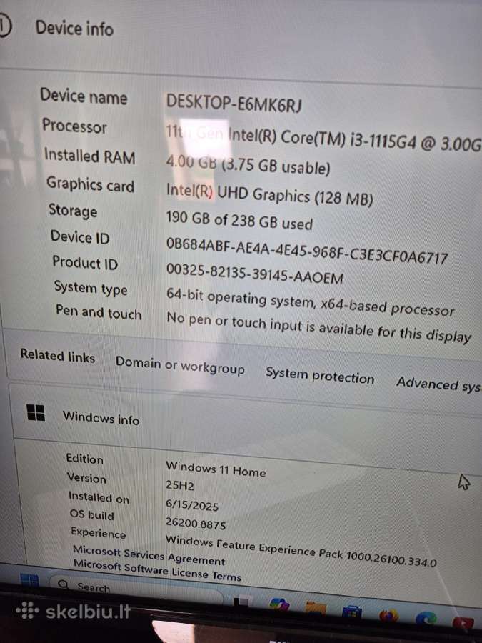 Hp 250 G8 i3-1115g4 / 256 GB SSD / Su įkrovikliu / - nuotraukos Nr. 3