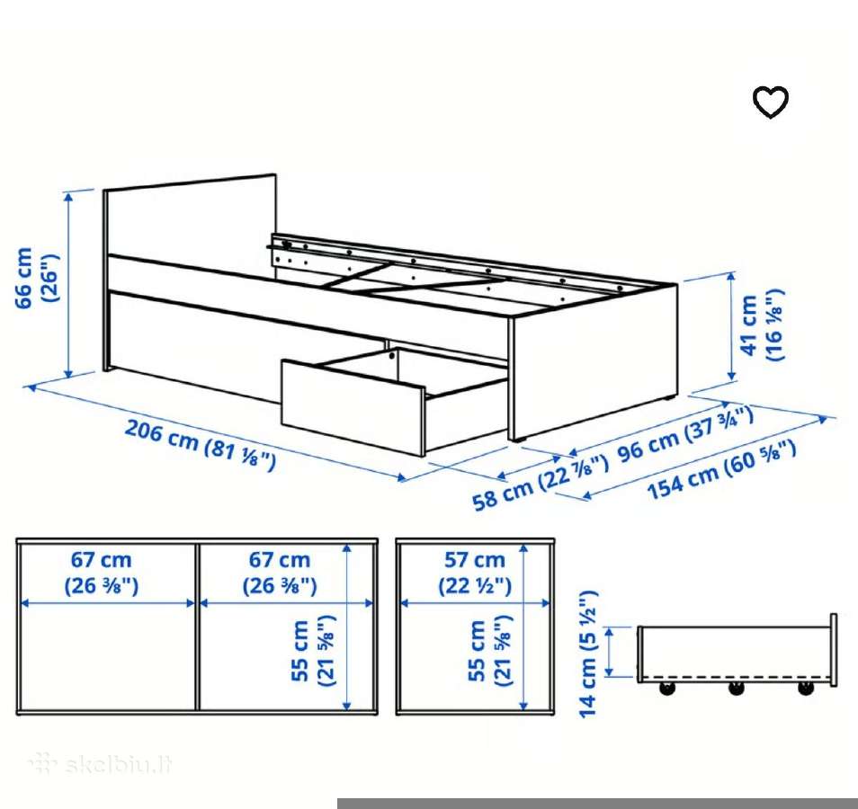 Ikea lova 90x200 - nuotraukos Nr. 5
