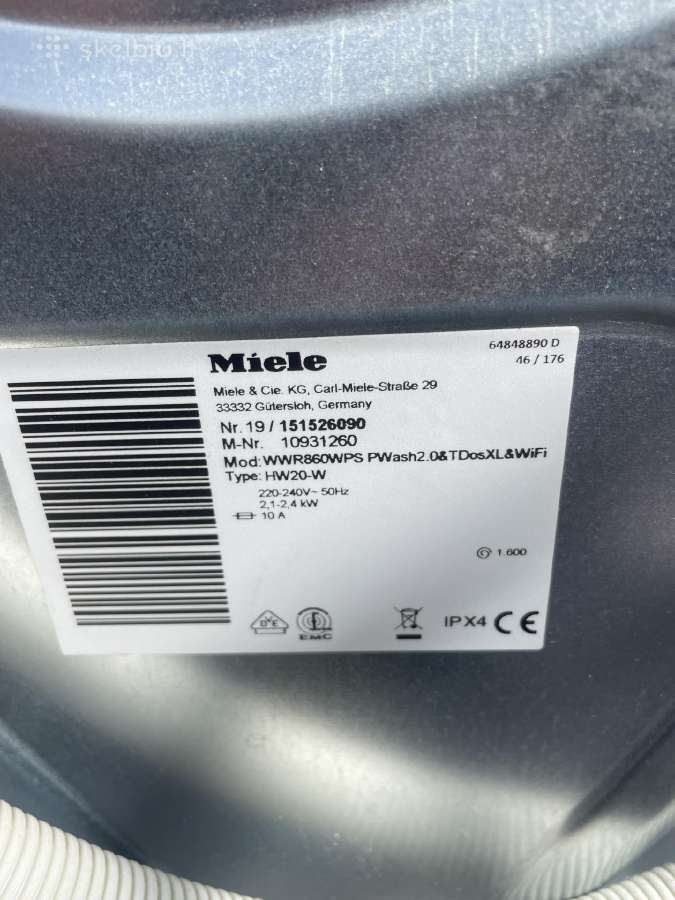 Miele skalbykle Wwr860wps - nuotraukos Nr. 7