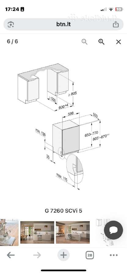 Miele įmontuojama indaplovė G7260scvi - nuotraukos Nr. 5