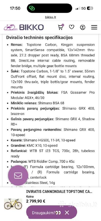 Parduodamas cannondale carbonas - nuotraukos Nr. 7
