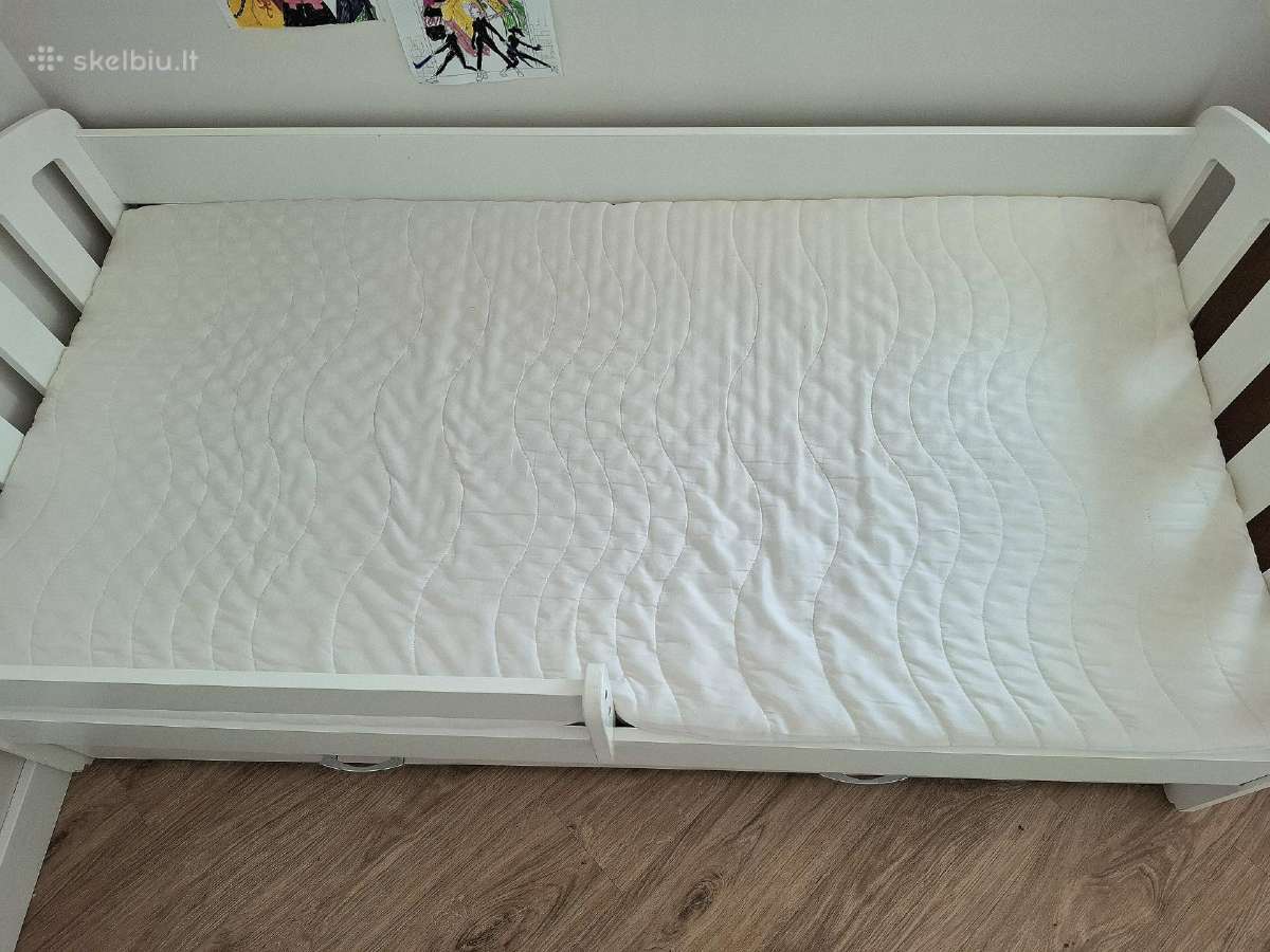 Vaikiška balta lova su čiužiniu (160 / 80 cm) - nuotraukos Nr. 4