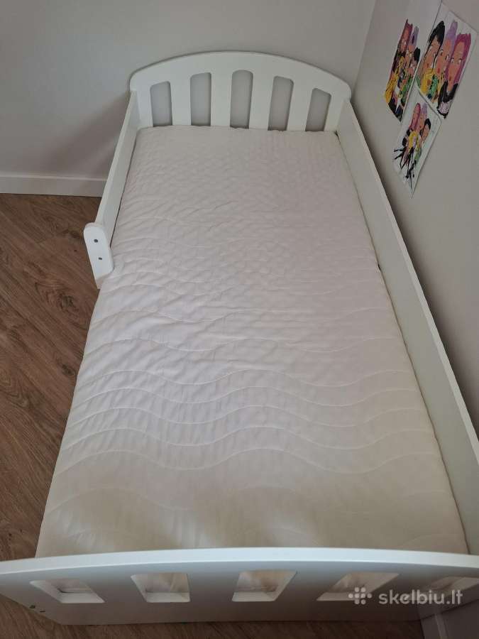 Vaikiška balta lova su čiužiniu (160 / 80 cm) - nuotraukos Nr. 5