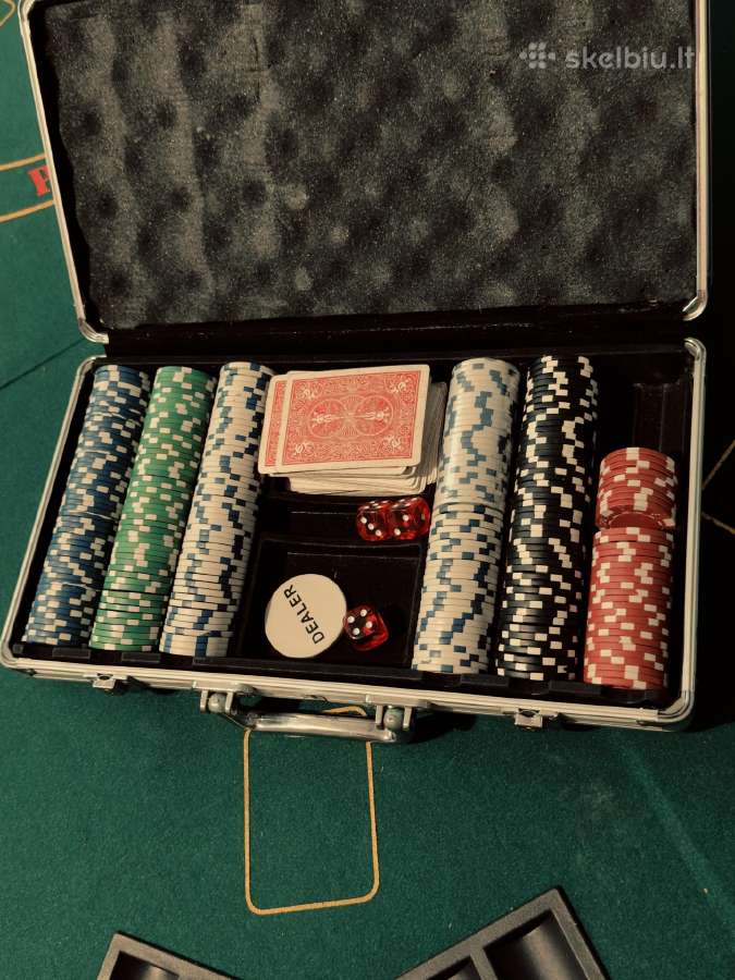 Pokerio stalviršis su lagaminu bei zetonais - nuotraukos Nr. 2